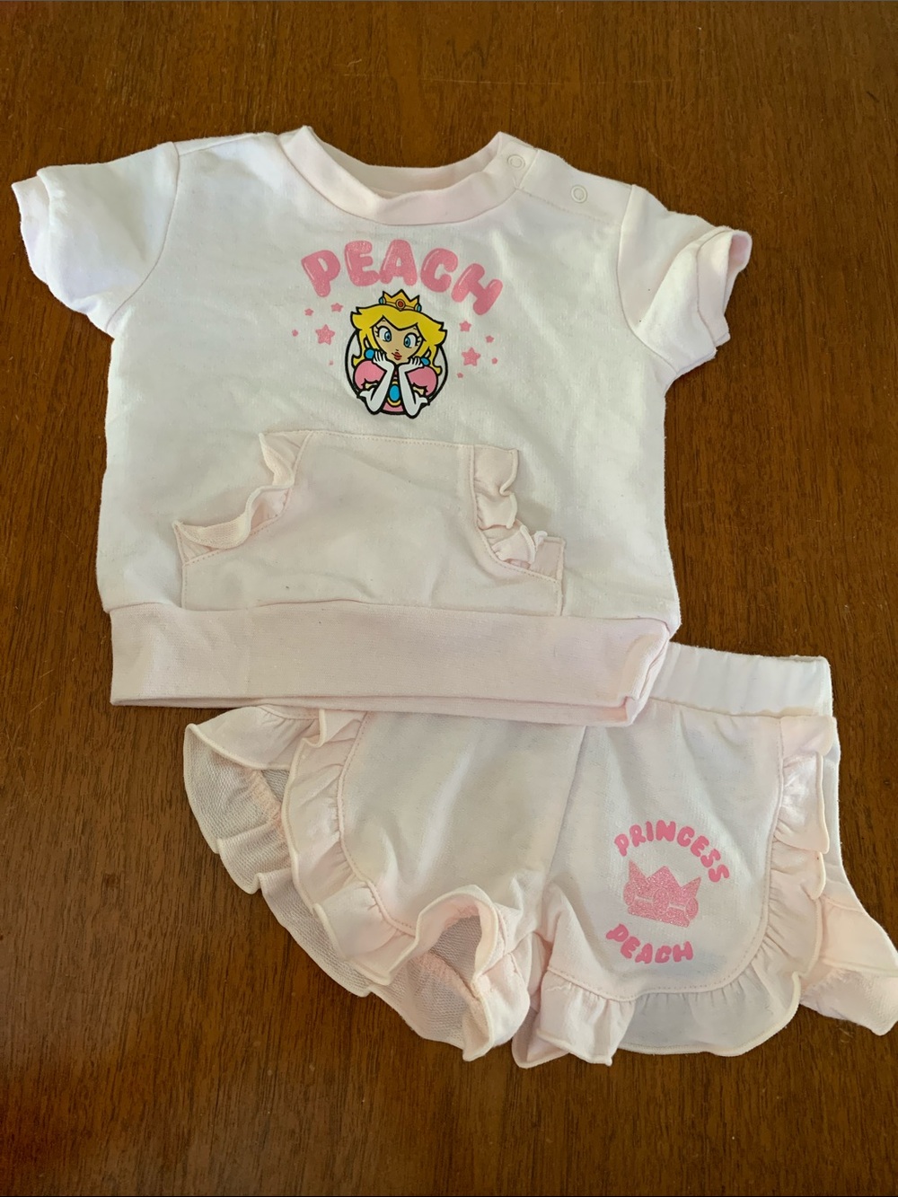 🫐3/$30 Nintendo Princess Peach Pink Kids Matching Set size 0-3m